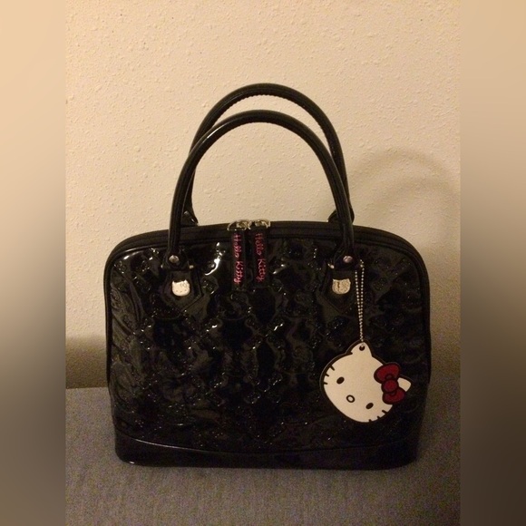 NWOT Sanrio Hello Kitty x Loungefly Patent Leather Embossed Bowler Bag - Picture 1 of 9